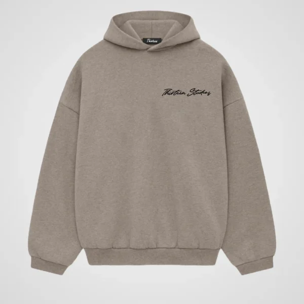 Thirteen Studios Double Layer Hoodie Taupe Beige Front Side