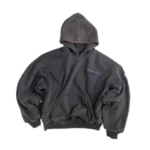 Thirteen Studios Double Layers Black Washed Hoodie Front Side
