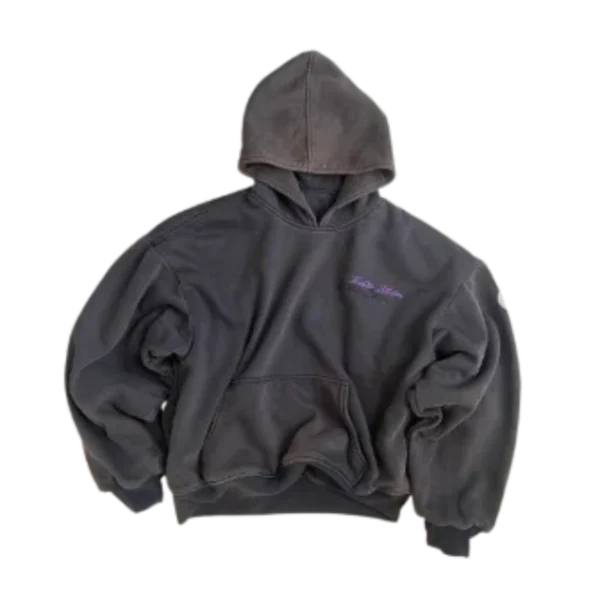 Thirteen Studios Double Layers Black Washed Hoodie Front Side
