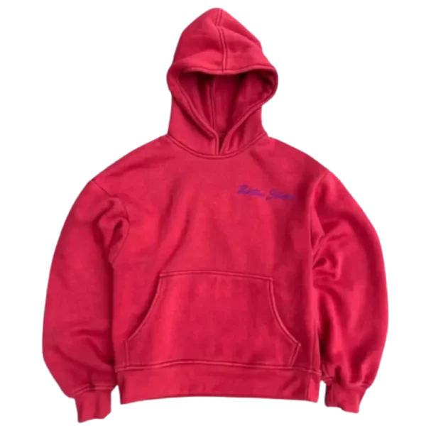 Thirteen Studios Embroidered Logo Pink Hoodie Front Look