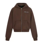 Thirteen Studios Embroidered Logo Zip-Up Hoodie Brown Front Look