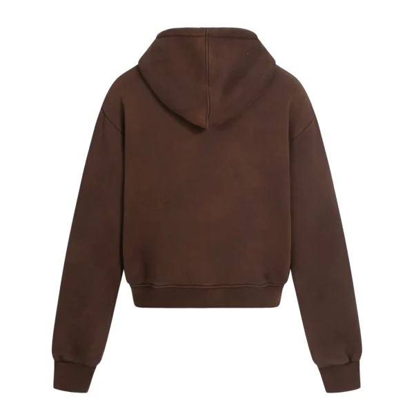 Thirteen Studios Embroidered Logo Zip-Up Hoodie Brown Back Side