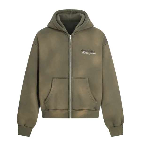 Thirteen Studios Embroidered Triple Logo Zip-Up Hoodie Front Side
