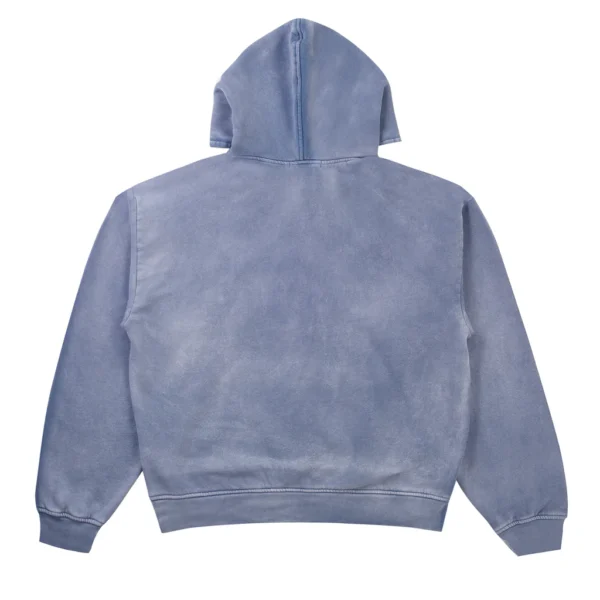 Thirteen Studios Logo Baby Blue Faded Hoodie Back Side