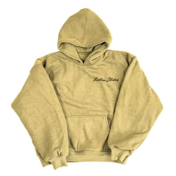 Thirteen Studios Logo Hoodie Beige Front Side